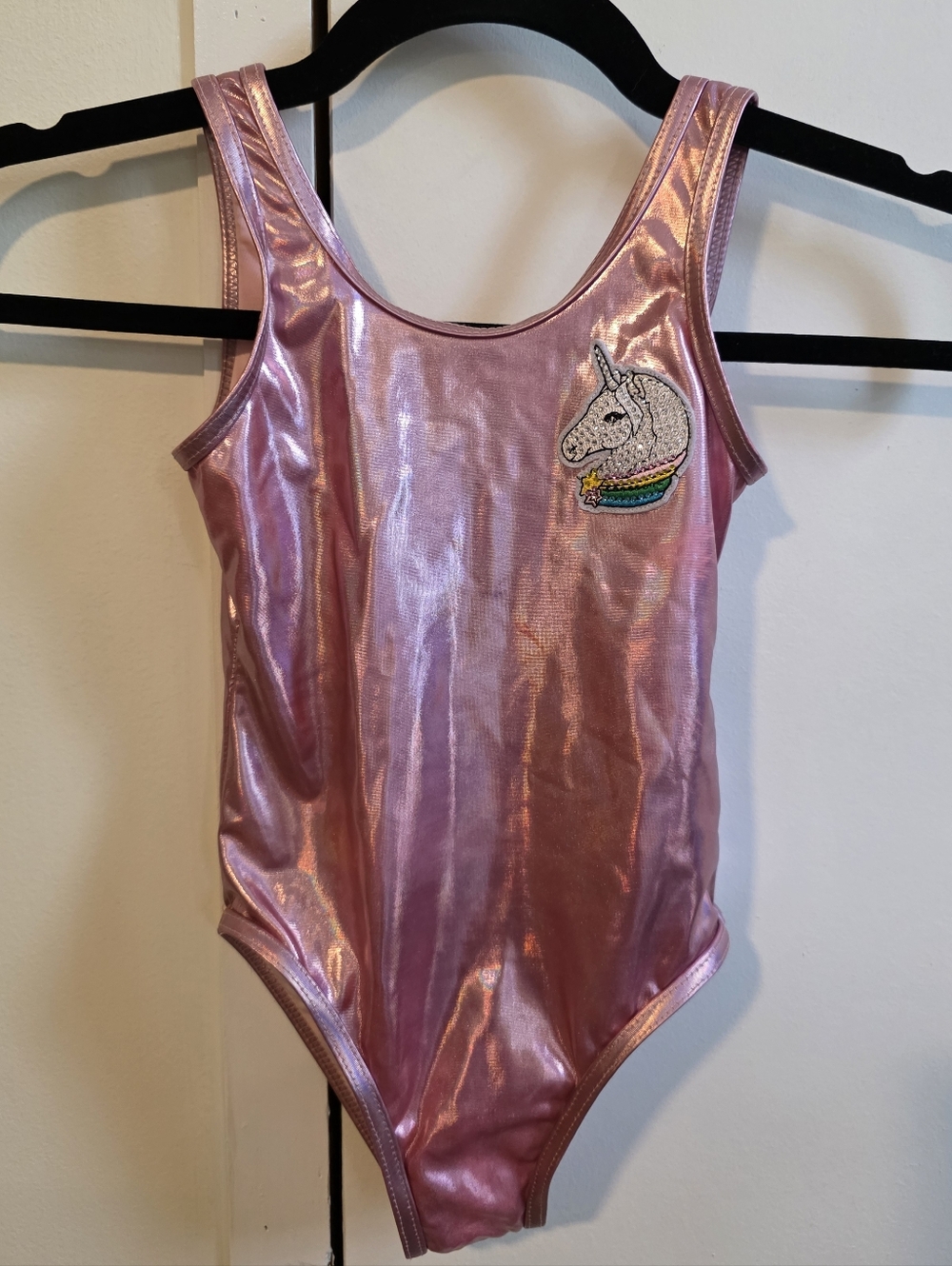 Lola + The Boys, Girls' Metallic Pink Unicorn One-Piece Swimsuit, Size 4